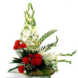 Arrangement of Red Carnation and white Glads