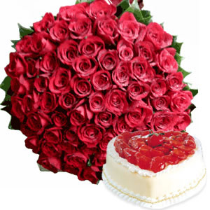 Bunch of 100 Roses and 1kg Cake