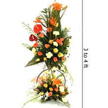 3 to 4 ft height arrangement of mix exotic flowers