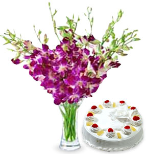 10 orchids and 1kg cake of your choice